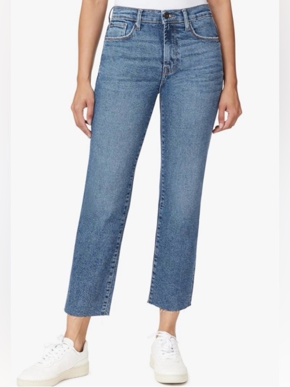 Kensie Jeans The Allie High Rise Slim Straight Jeans Size 6/28 Raw Hem